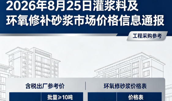 斗门2026年8月25日灌浆料及环氧修补砂浆市场价格信息通报
